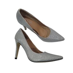 Diba London Beth Silver Glittery Pumps Size 10